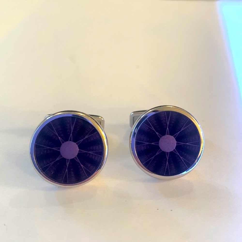 Dunhill rare sterling silver with purple stone cuff links